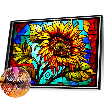 Glass Painting Sunflowers - Full Round Drill Diamond Painting 60*40CM