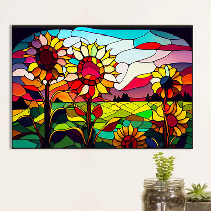 Glass Painting Roadside Sunflowers - Full Round Drill Diamond Painting 60*40CM