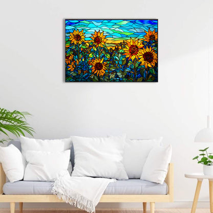 Sunflower Bush Painted On Glass - Full Round Drill Diamond Painting 60*40CM