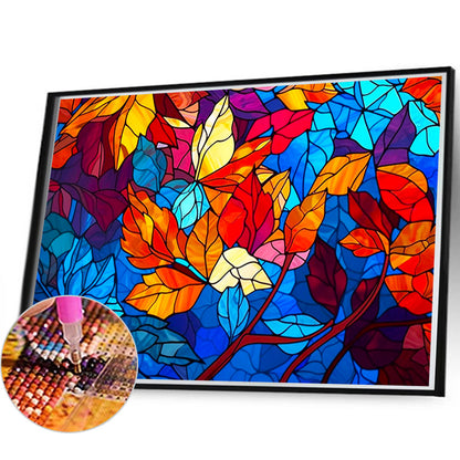 Glass Painted Leaves - Full Round Drill Diamond Painting 60*40CM