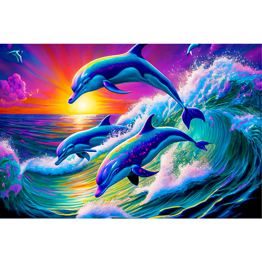 Dolphins - Full Round Drill Diamond Painting 60*40CM