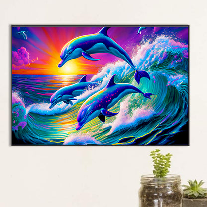 Dolphins - Full Round Drill Diamond Painting 60*40CM