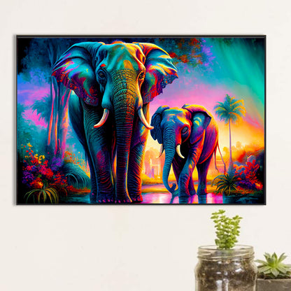 Two Elephants - Full Round Drill Diamond Painting 60*40CM