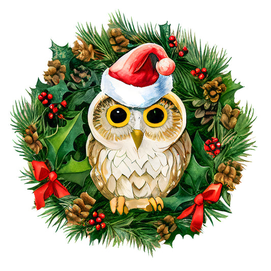 Animal Wreath Owl - Full Round Drill Diamond Painting 30*30CM