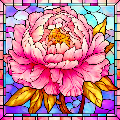 Glass Peony Flower - Full Round Drill Diamond Painting 40*40CM