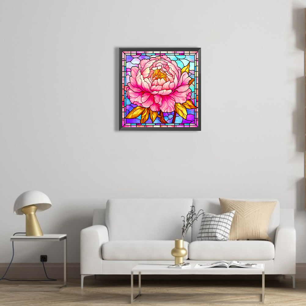 Glass Peony Flower - Full Round Drill Diamond Painting 40*40CM