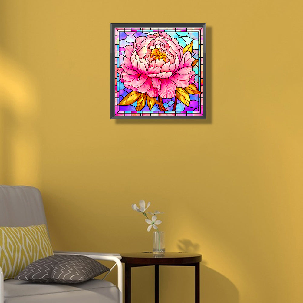 Glass Peony Flower - Full Round Drill Diamond Painting 40*40CM