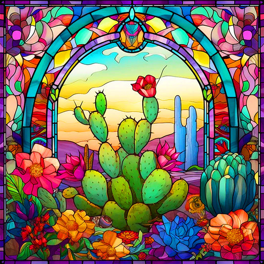 Glass Cactus - Full Round Drill Diamond Painting 40*40CM