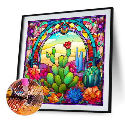 Glass Cactus - Full Round Drill Diamond Painting 40*40CM