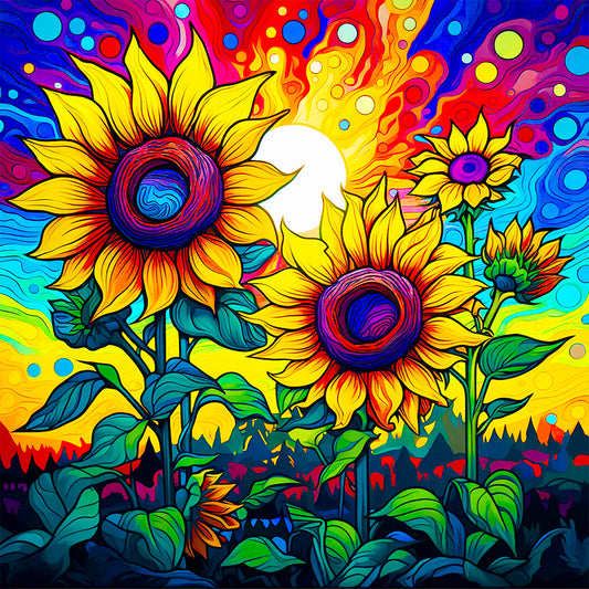 Colorful Sunflower - Full Round Drill Diamond Painting 40*40CM