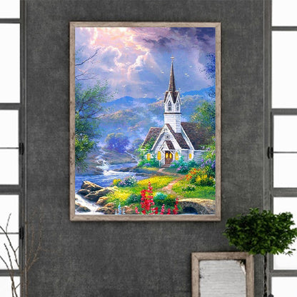 Church Scenery - Full Round Drill Diamond Painting 30*40CM