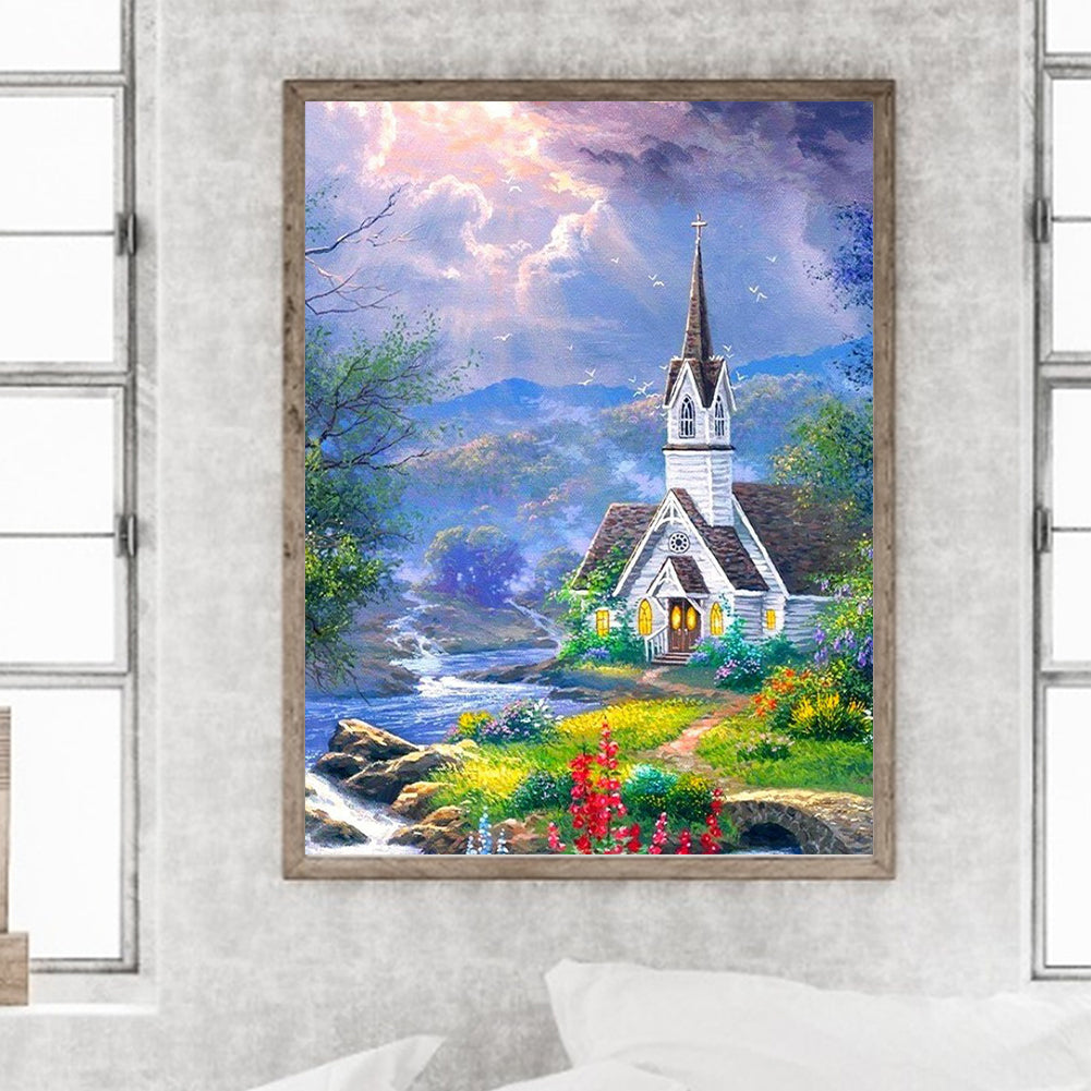 Church Scenery - Full Round Drill Diamond Painting 30*40CM