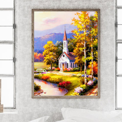 Church Scenery - Full Round Drill Diamond Painting 30*40CM