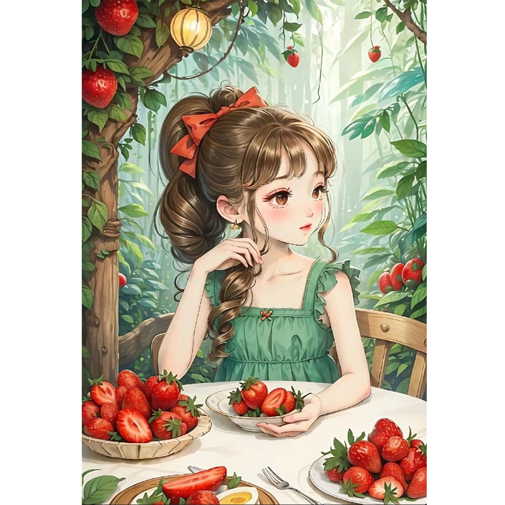 Strawberry Girl In The Forest - 11CT Stamped Cross Stitch 40*60CM