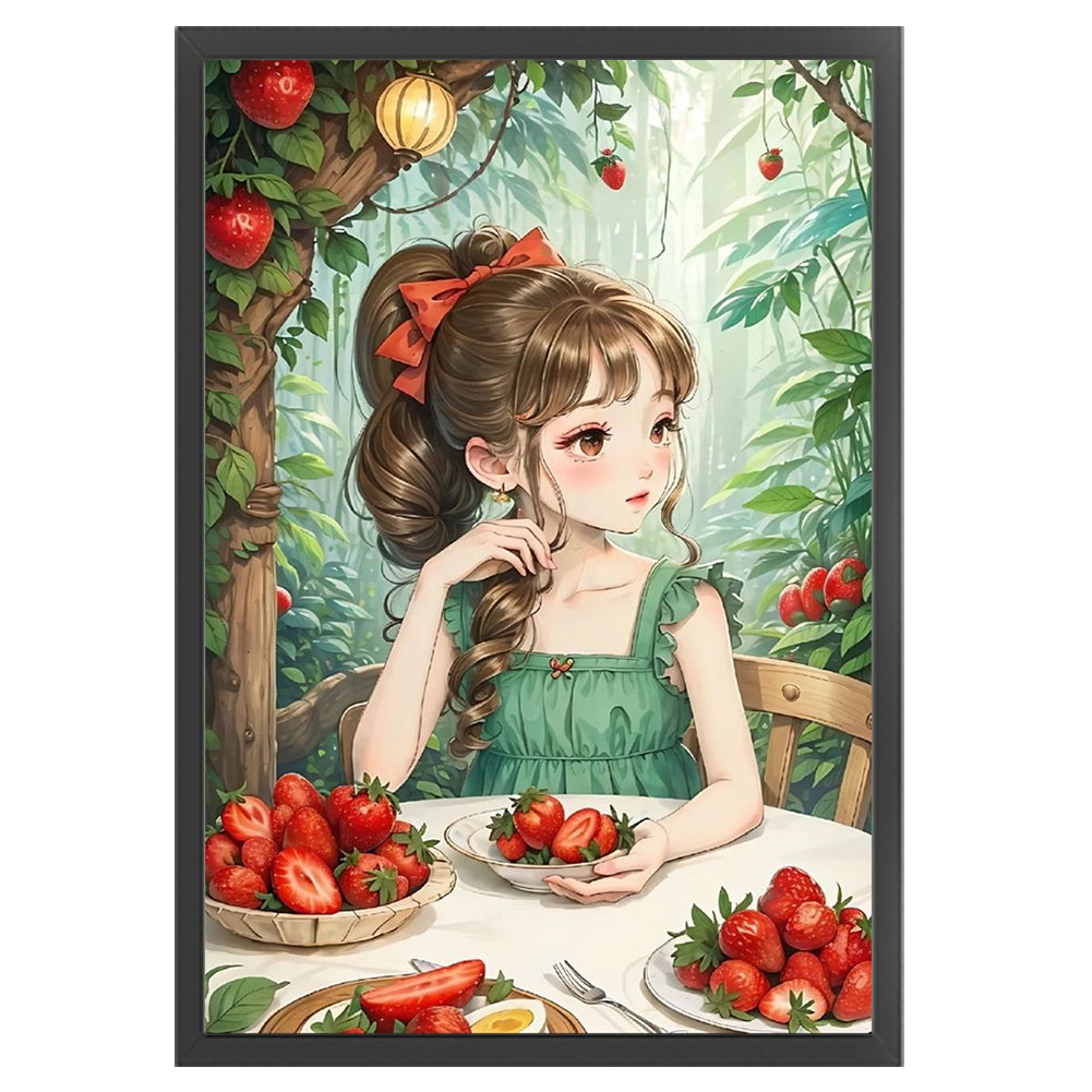 Strawberry Girl In The Forest - 11CT Stamped Cross Stitch 40*60CM