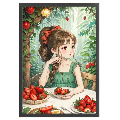 Strawberry Girl In The Forest - 11CT Stamped Cross Stitch 40*60CM