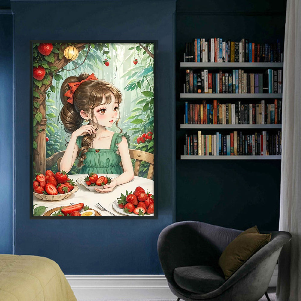 Strawberry Girl In The Forest - 11CT Stamped Cross Stitch 40*60CM