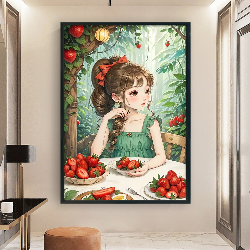 Strawberry Girl In The Forest - 11CT Stamped Cross Stitch 40*60CM