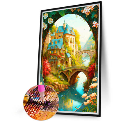 Beautiful Small Perspective Castle - Full Round Drill Diamond Painting 40*60CM