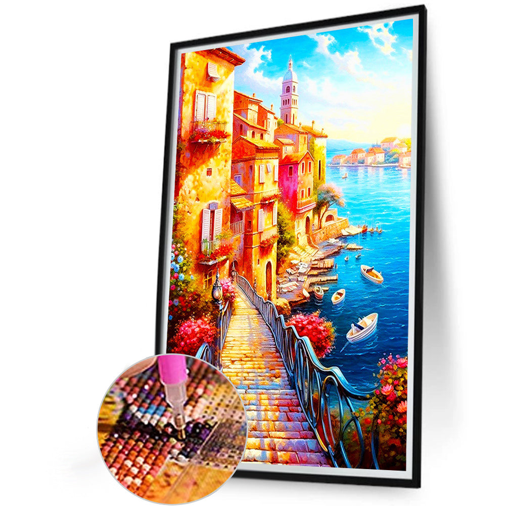Beautiful Seaside Trail - Full Round Drill Diamond Painting 40*60CM