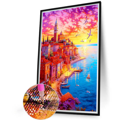 Beautiful Sunset Town - Full Round Drill Diamond Painting 40*60CM