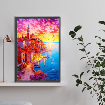 Beautiful Sunset Town - Full Round Drill Diamond Painting 40*60CM