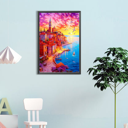 Beautiful Sunset Town - Full Round Drill Diamond Painting 40*60CM