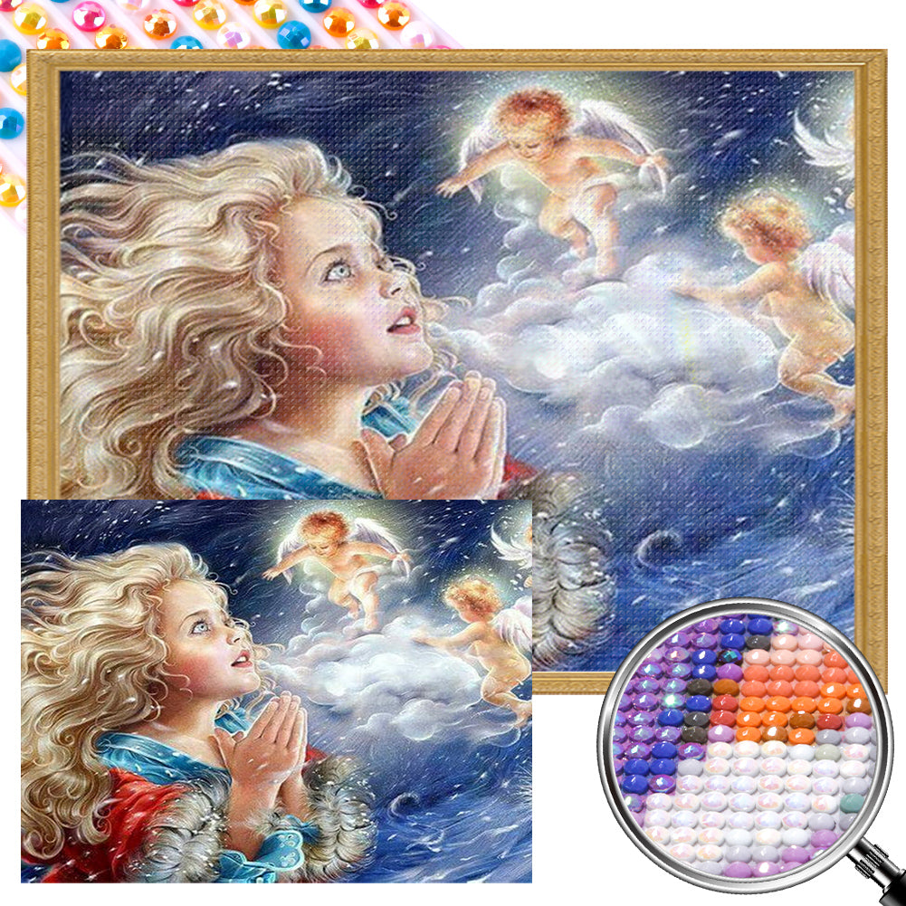 Pray Little Angel - Full AB Round Drill Diamond Painting 45*40CM