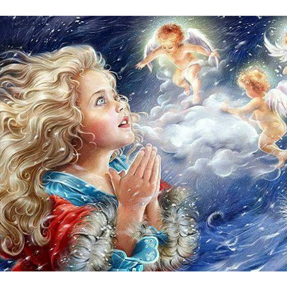 Pray Little Angel - Full AB Round Drill Diamond Painting 45*40CM