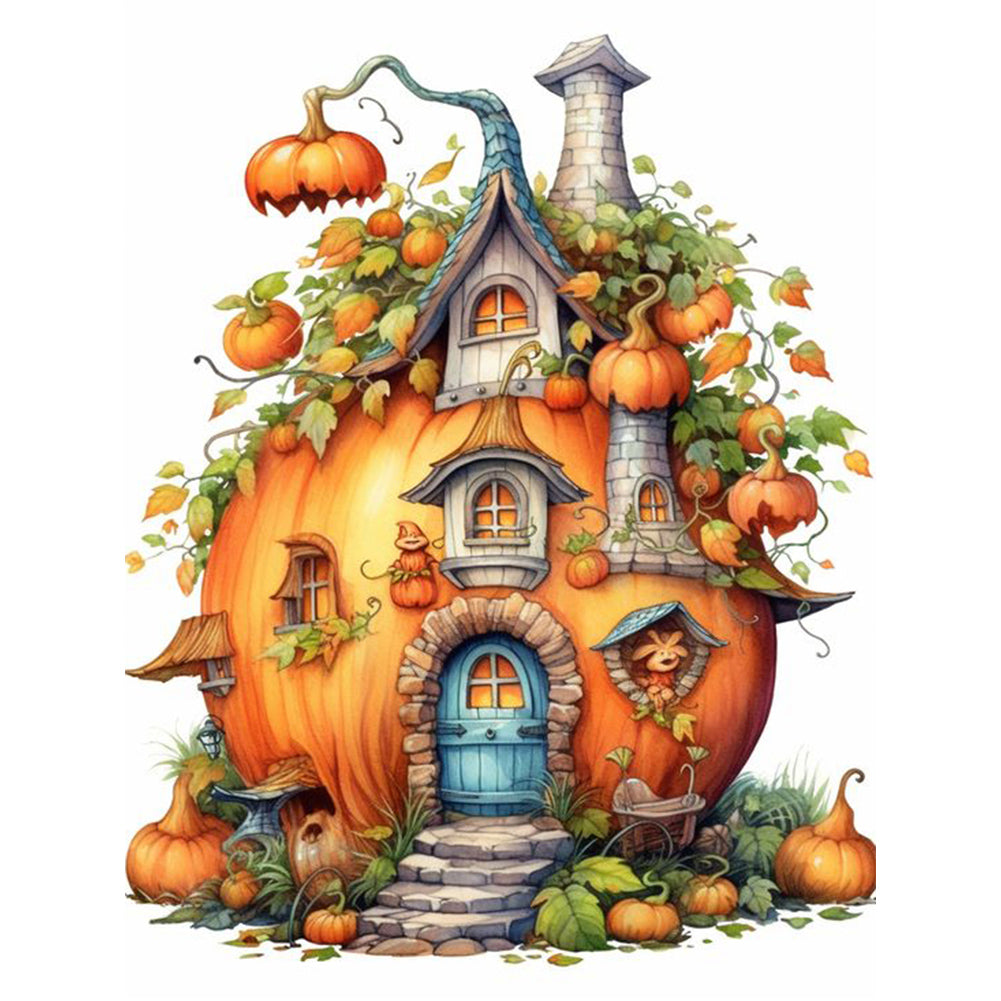 Pumpkin Cottage - Full AB Square Drill Diamond Painting 30*40CM