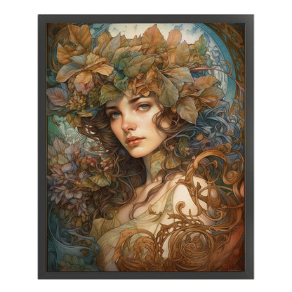 Retro Long Hair Woman - 11CT Stamped Cross Stitch 40*50CM