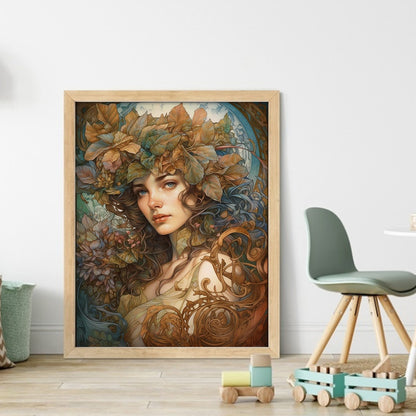 Retro Long Hair Woman - 11CT Stamped Cross Stitch 40*50CM