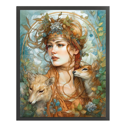 Retro Long Hair Woman - 11CT Stamped Cross Stitch 40*50CM