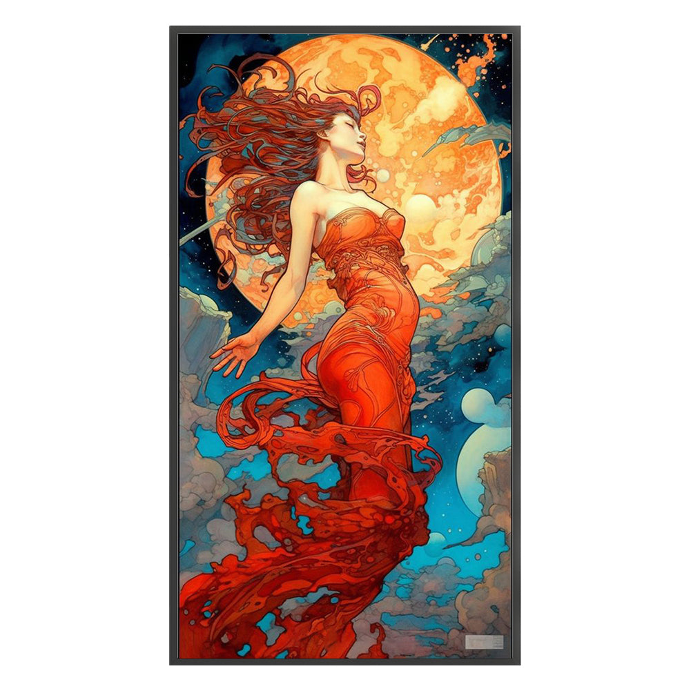 Retro Long Hair Woman - 11CT Stamped Cross Stitch 50*90CM