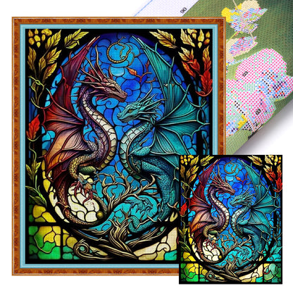 Glass Painting-Flying Dragon - 11CT Stamped Cross Stitch 40*50CM