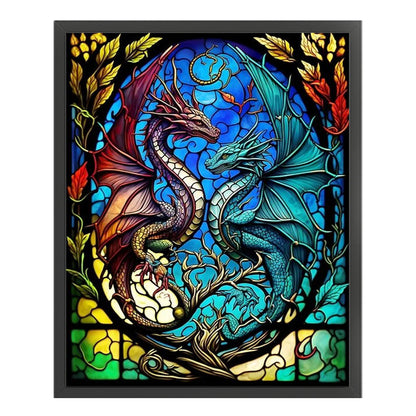 Glass Painting-Flying Dragon - 11CT Stamped Cross Stitch 40*50CM