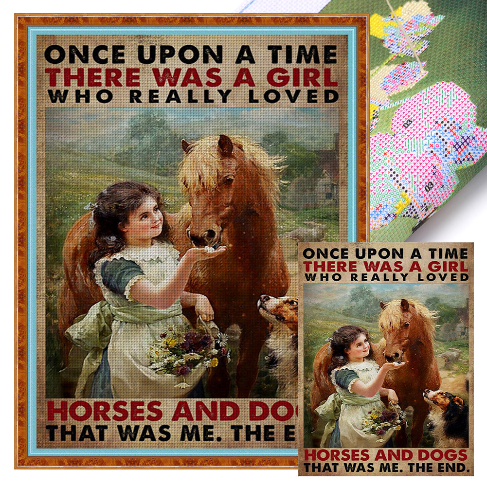 Little Girl And Horse - 11CT Stamped Cross Stitch 40*55CM