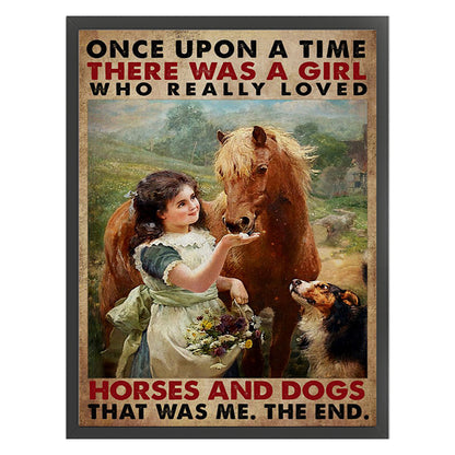 Little Girl And Horse - 11CT Stamped Cross Stitch 40*55CM