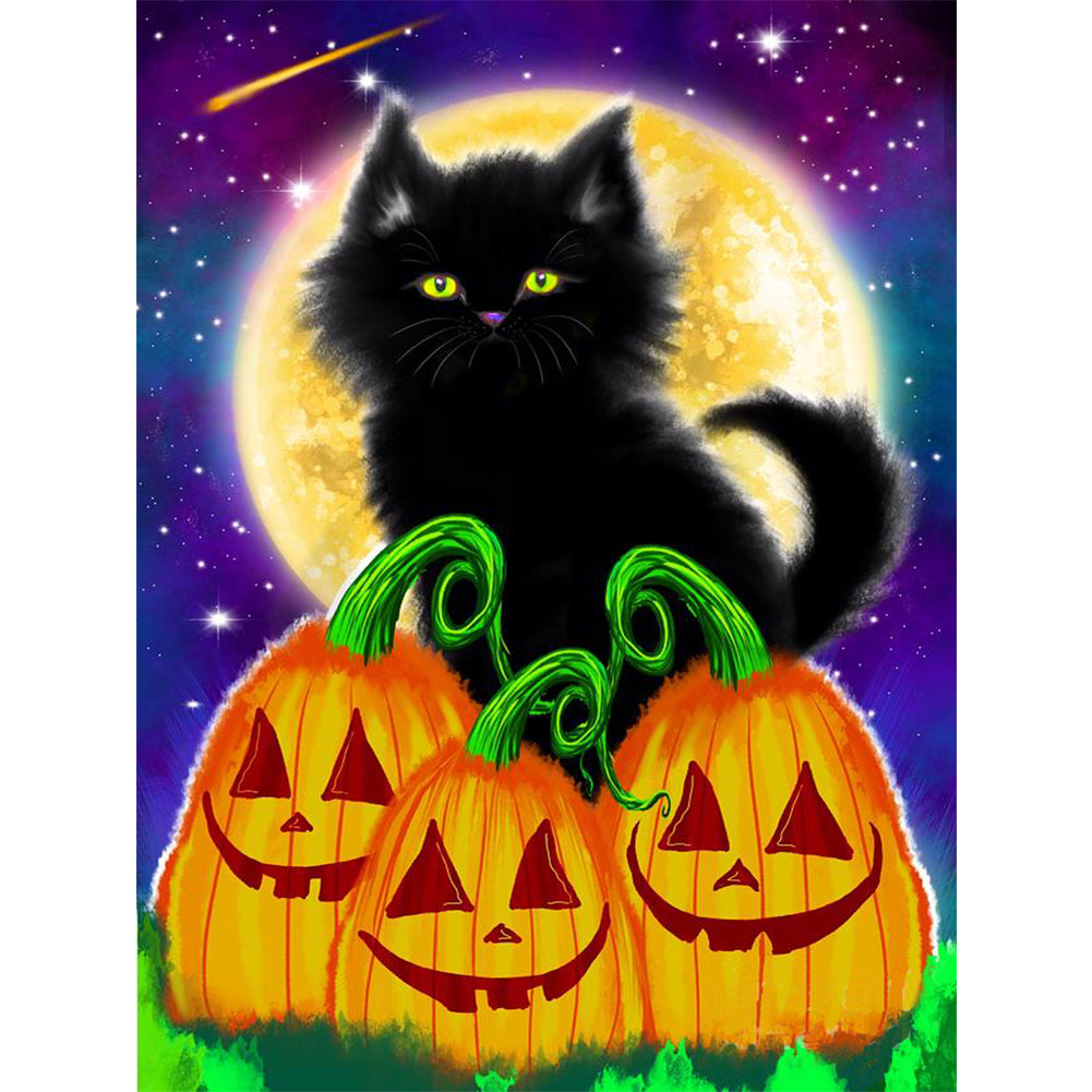 Halloween Pumpkin And Black Cat - 11CT Stamped Cross Stitch 40*55CM