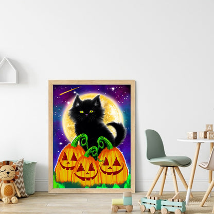 Halloween Pumpkin And Black Cat - 11CT Stamped Cross Stitch 40*55CM