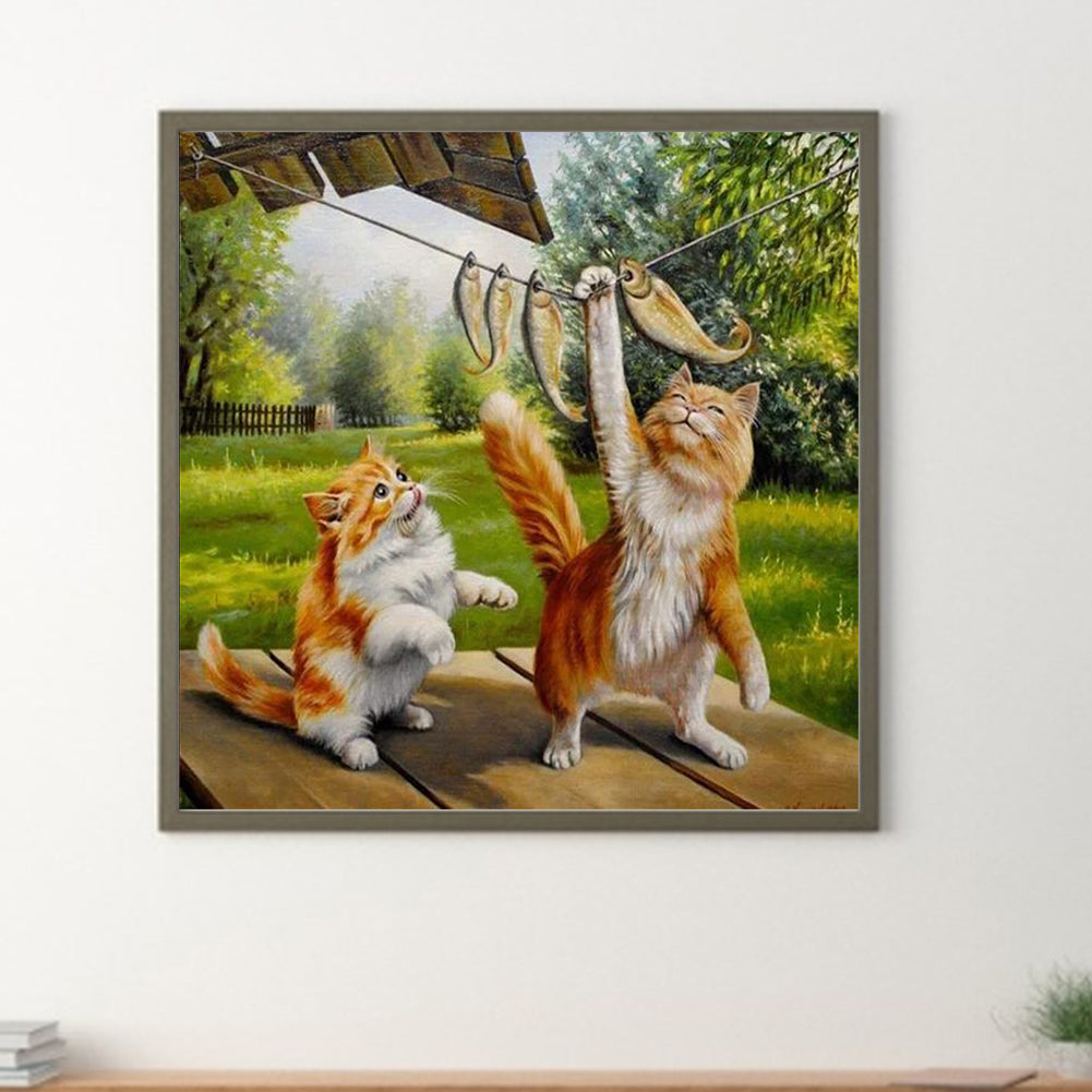 Cat Cat - Full Square Drill Diamond Painting 45X45CM