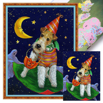 Halloween Puppy And Pumpkin - 11CT Stamped Cross Stitch 40*53CM