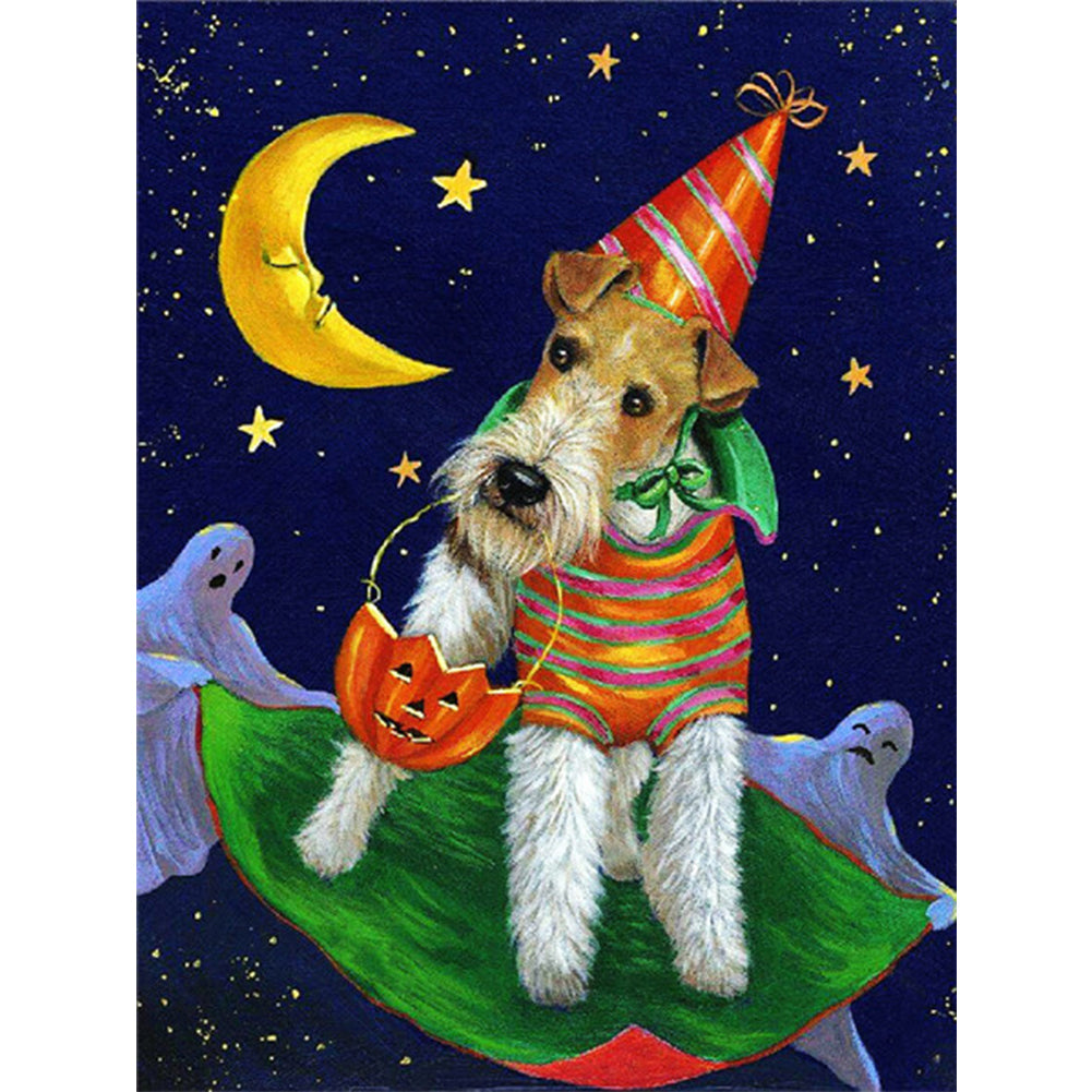 Halloween Puppy And Pumpkin - 11CT Stamped Cross Stitch 40*53CM