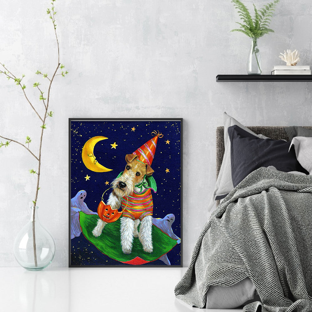 Halloween Puppy And Pumpkin - 11CT Stamped Cross Stitch 40*53CM