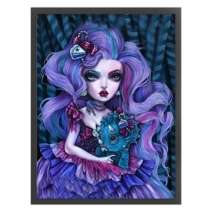 Purple Hair Girl - 11CT Stamped Cross Stitch 50*65CM