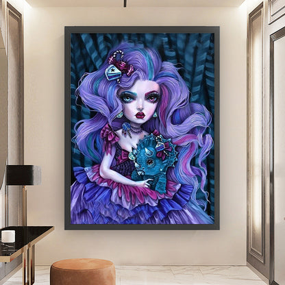 Purple Hair Girl - 11CT Stamped Cross Stitch 50*65CM