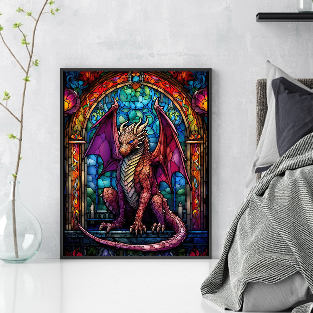 Glass Painting-Pterosaur - 14CT Stamped Cross Stitch 40*50CM