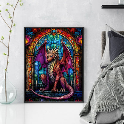 Glass Painting-Pterosaur - 14CT Stamped Cross Stitch 40*50CM