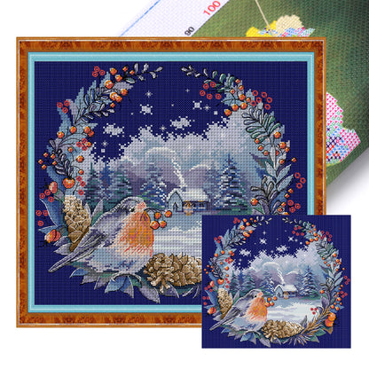 Red-Bellied Winter - 14CT Stamped Cross Stitch 35*33CM(Joy Sunday)