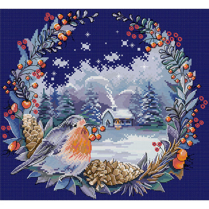 Red-Bellied Winter - 14CT Stamped Cross Stitch 35*33CM(Joy Sunday)